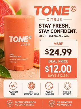 TONE Citrus Pink Grapefruit Deodorant Stick - Coral Peach